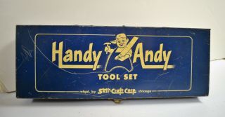 Vintage Champion Handy Andy Tool Set Skil Craft Corp.  Chicago Blue Box Tin Only 2