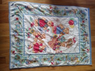 Vintage Crib Quilt Baby Blanket Teddy Bears