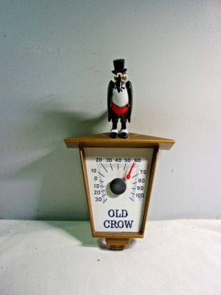 Vintage Old Crow Whiskey Advertising Wall Thermometer