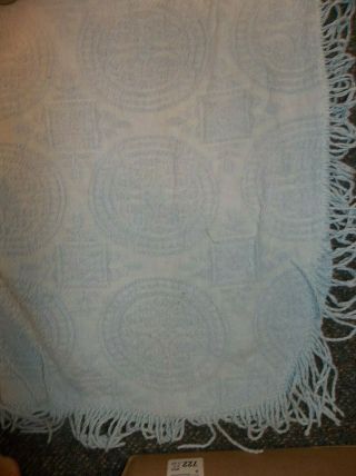 True Vintage Light Blue Cotton Chenille Bedspread Full Size Cutter