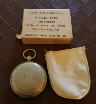 Vintage Logines Wittnauer Watch Co Wwii Air Force Compass Box 1941 Vtg