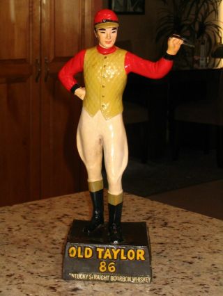 Vtg Old Taylor Kentucky Bourbon Whiskey Jockey Back Bar Figurine