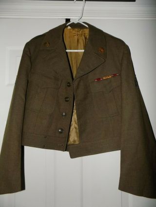 Vintage Us Army From World War 2 Ike Jacket With Patches And Ribbons Size 40r