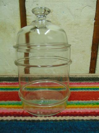 Antique Apothecary Medical General Store Blown Glass Storage Jar Applied Rings