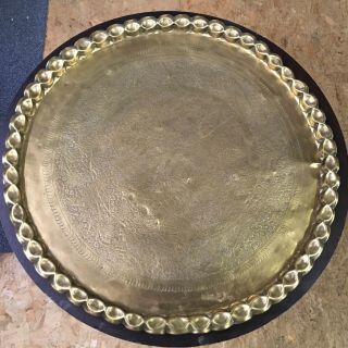 Classic Antique Vintage Gold Brass 24 " Round Brass Tray Tea Coffee Table