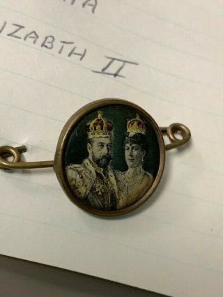 Antique Pin W/a Picture Of King George V And Queen Mary Of Teck