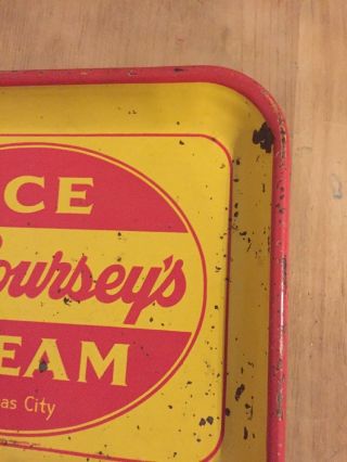 Vintage DeCOURSEY ' S ICE CREAM Kansas City Metal Advertising Serving Tray Sign 2