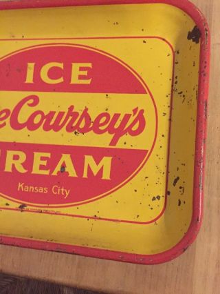 Vintage DeCOURSEY ' S ICE CREAM Kansas City Metal Advertising Serving Tray Sign 3