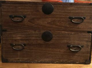 Antique Vintage Japanese Wood Wooden Chest Chinoiserie Chinese Trunk Asian Iron