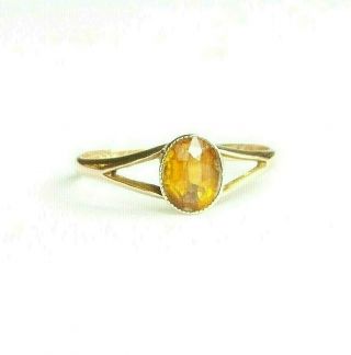 Old Antique Edwardian 9ct Gold Citrine Ring Size N Chester Hallmarks 1915