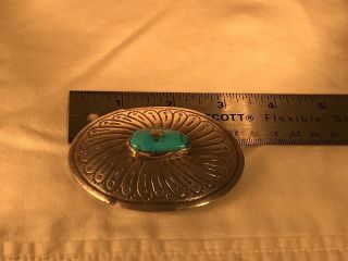 Vintage Sterling Silver Vintage Navajo Turquoise Belt Buckle H.  Blackgoat 3