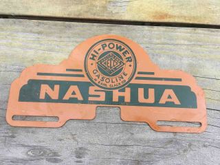 Old Hi - Power Gasoline Clack Oil Company Nashua N.  H Station License Plate Toppers