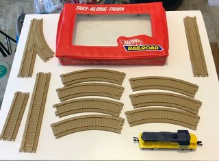 1983 Mattel Hot Wheels Railroad Take - Along - Train Carry Case & Tracks Plus Train