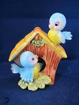Vintage Lefton Ceramic Porcelain Birdhouse Bank 5.  75 Inches Tall - Made In Japan