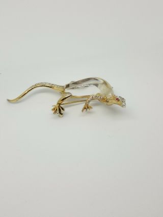 Large Rare Sterling Trifari Alfred Philippe Lucite Jelly Belly Lizard Pin