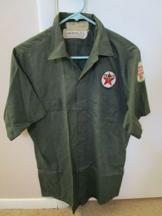 Texaco Service Attendant Shirt Early Union Made Two Patches Vintage Size M Euc