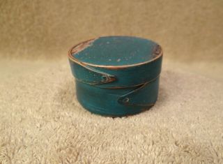 Old Small Antique Blue Painted Wooden Lidded Pantry Box