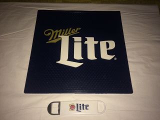 Miller Lite Beer Bar Drink Mat 14x14 With Bartender Speed Opener - Both.