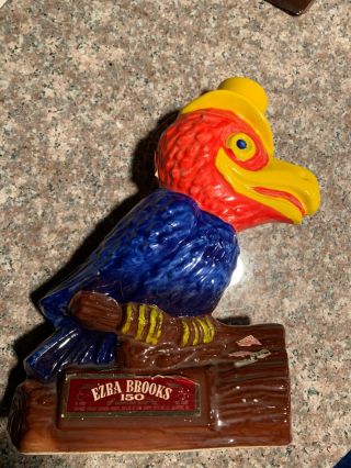 Vintage 1969 Ezra Brooks Kansas Jayhawk Empty Liquor Decanter Empty