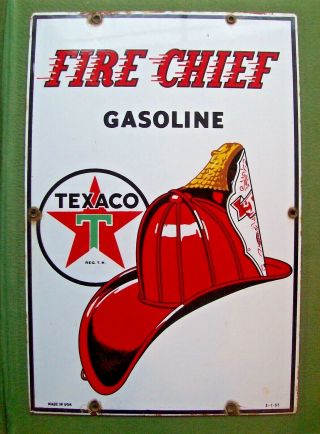 1957 Vintage Texaco Fire Chief Gasoline Porcelain Gas Pump Advertising Sign