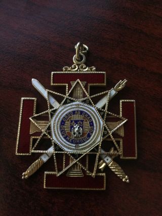 Masonic 33rd Degree Scottish Rite Jewel 14k Gold Cross Medal Charles B.  Williams