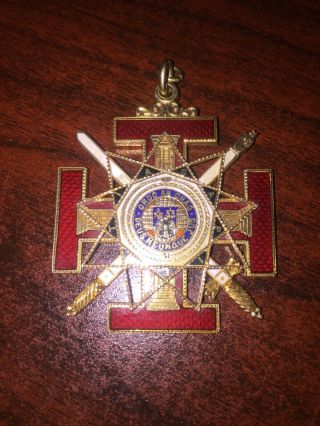Masonic 33rd Degree Scottish Rite Jewel 14k Gold Cross Medal Charles B.  Williams 2