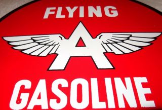 Vintage Flying A Gasoline,  Wings 11 3/4 " Porcelain Metal Gas Oil Sign Pump Plate