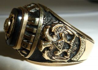 10K Yellow Gold Diamond Masonic Scottish Rite 32nd Degree Ring 18.  2 gm Sz,  11 3/4 2