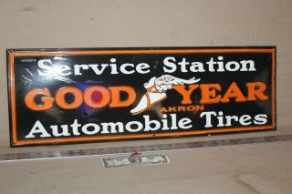 Rare Goodyear Auto Tires Akron Ohio Dealer Porcelain Metal Sign Gas Oil Farm