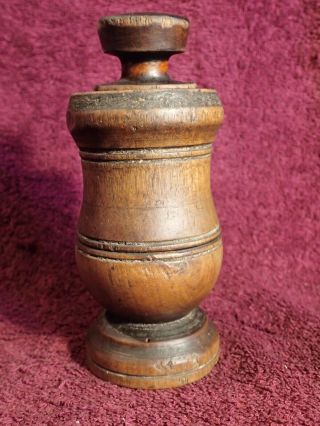Antique 1800 / Early 1900 Handmade 3 - Part Wood Spice Grinder Folk Art European