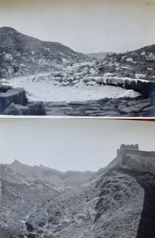 1900s China Antique " The Great Wall Of China " Sepia Photos - Set Of 2