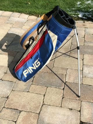 Vintage Ping Hoofer Golf Carry Stand Bag Red White Blue Sunday
