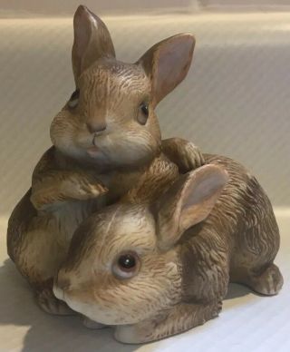 Vintage Home Interior Homco 1455 Bunny Rabbits Figurine
