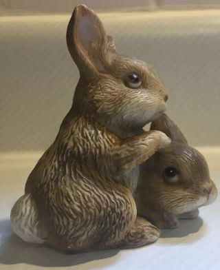 Vintage Home Interior Homco 1455 Bunny Rabbits Figurine 2