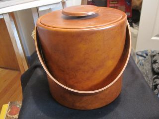 Vintage Kraftware Ice Bucket Faux Leather -