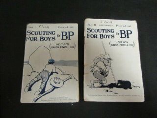 Scouting For Boys,  By Baden - Powell Parts 1 Thru 6,  1908,  Originals Th3