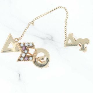 Delta Sigma Theta Badge - 10k Gold Pearls Amethysts Diamonds Dst Sorority Pin