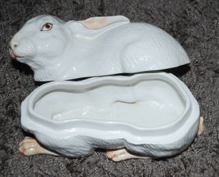 Mottahedeh Rabbit White Italy 2pc Trinket Candy Dish Easter Bunny Figural Vtg