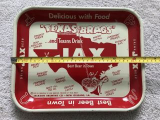Vintage Jax Beer Metal Tray Texas Brags Jackson Brewing Orleans