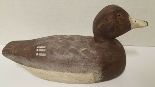 Vintage Hand Painted Wood Carved Duck Decoy /folk Art/ Detail
