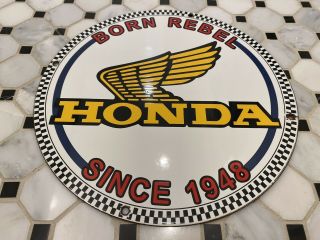 Vintage Honda Motorcycle Porcelain Sign Gas Auto Dealership Service Station