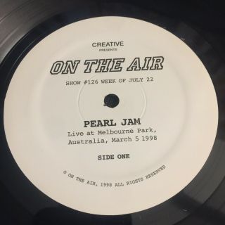 Pearl Jam Live Bootleg Melbourne Mar.  5,  1998 Lp Vinyl Promo Rare not TMOQ TAKRL 3