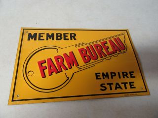 Vintage Empire State Farm Bureau Agriculture Metal Advertising Sign