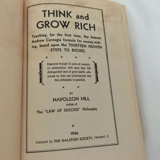 Think and Grow Rich by Napoleon Hill - 1946 Edition - Hardcover Vintage 3