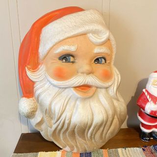 Vintage Big 25” Tall Santa Head Styrofoam Wall Or Door Decoration Christmas