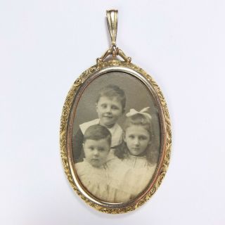 Stunning Large Antique Georgian 9ct Gold Photo Locket Pendant Marked 9ct 10g