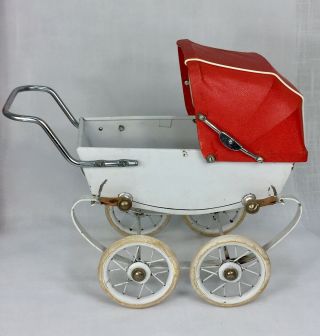 Vintage Baby Doll Pram French Carriage Buggy By Red Made In France