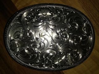Montana Silversmiths Silver Shiny Floral Western Cowboy Belt Buckle
