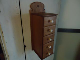 Antique Primitive Hanging 5 - Drawer Spice Cabinet Primitive Apothecary Cabinet