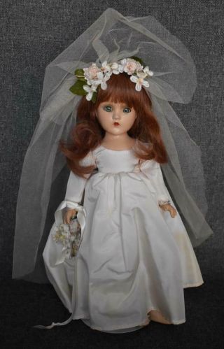 Lovely Vintage Composition Madame Alexander Wendy Ann Bride Doll With Pink Dress
